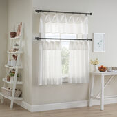 Mercantile Drop Cloth Farmhouse Tier Curtain Panel Pair with Valance, 30"W x 36" L Per Panel, Off White